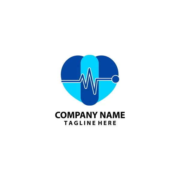 Design Logo Kombination Aus Herz Und Puls — Stockvektor
