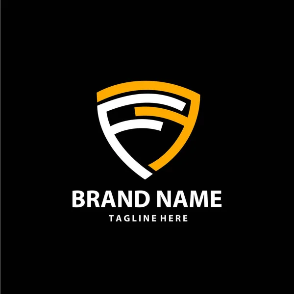 Initial Letter Trendy Shield Style Technology Logo Design — Stock Vector