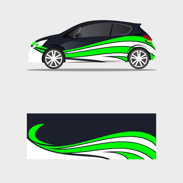Embrulho Carro Decalque Azul Escuro Criativo Vetor Design Verde — Vetor de Stock