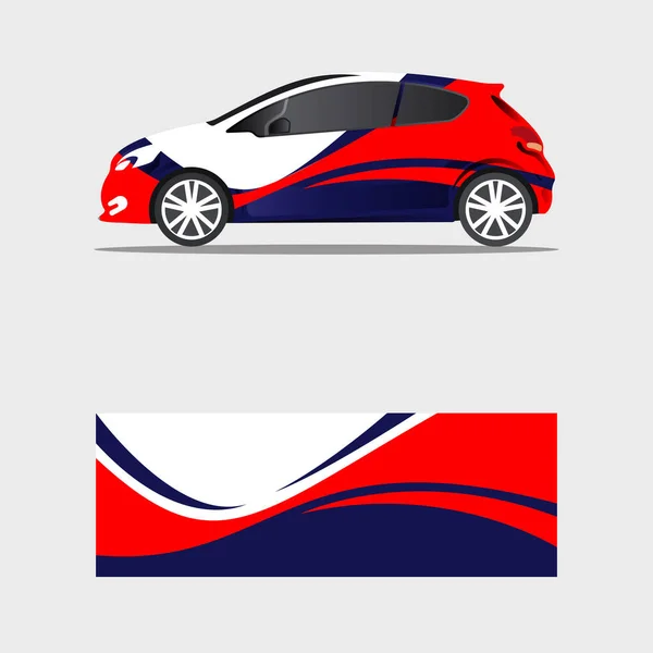 Emballage Autocollant Voiture Créatif Bleu Rouge Élégant Concept Design Vecteur — Image vectorielle