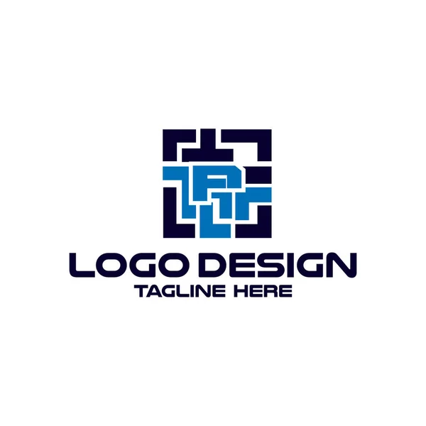 Buchstabe Mit Barqode Technologie Logo Design Vektor — Stockvektor