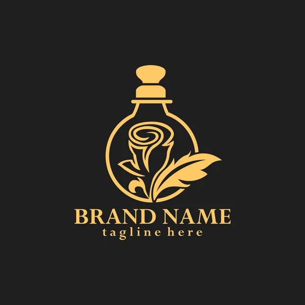 Floral Μπουκάλι Άρωμα Λογότυπο Πολυτελείας Σχεδιασμό Διάνυσμα — Διανυσματικό Αρχείο