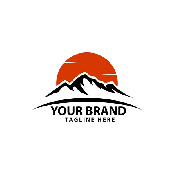 Montanha Monte Sol Logotipo Design Vetor —  Vetores de Stock