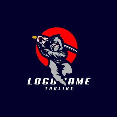 Ninja logo tasarım vektör şablonu
