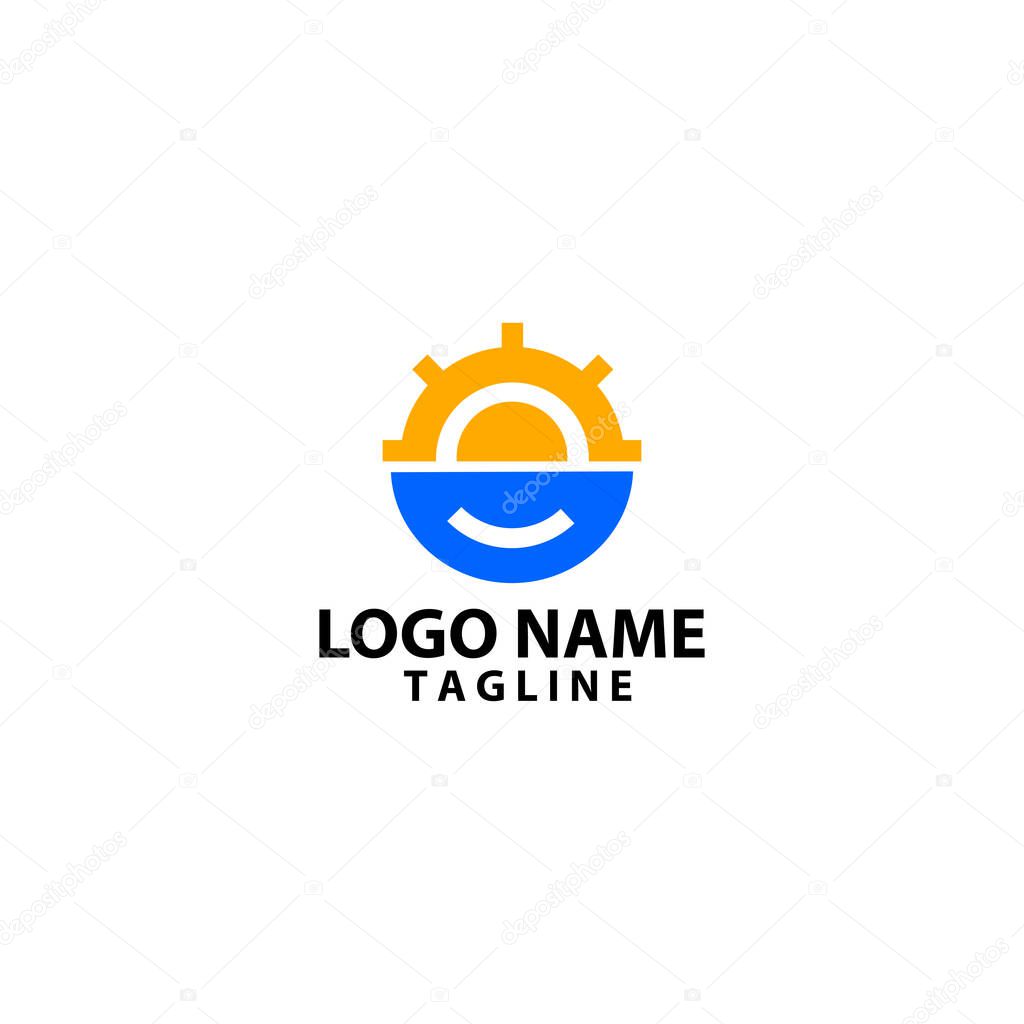 Smile setting logo design vector