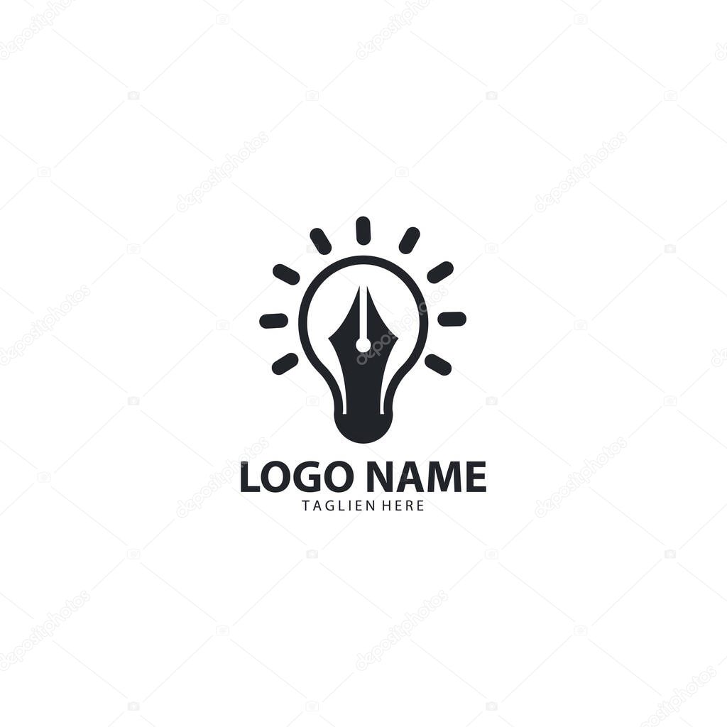 Lamp author logo design vector