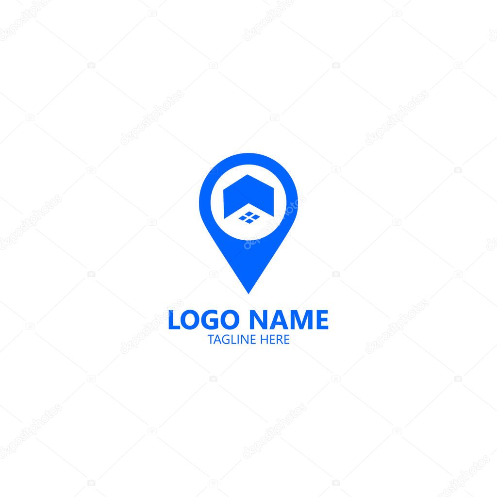 Pin house logo design vector