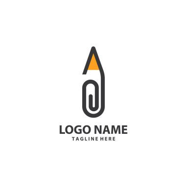 kalem klip çizgisi logo tasarım vektörü