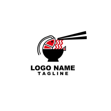 Karides ramen kasesi logo tasarım vektörü