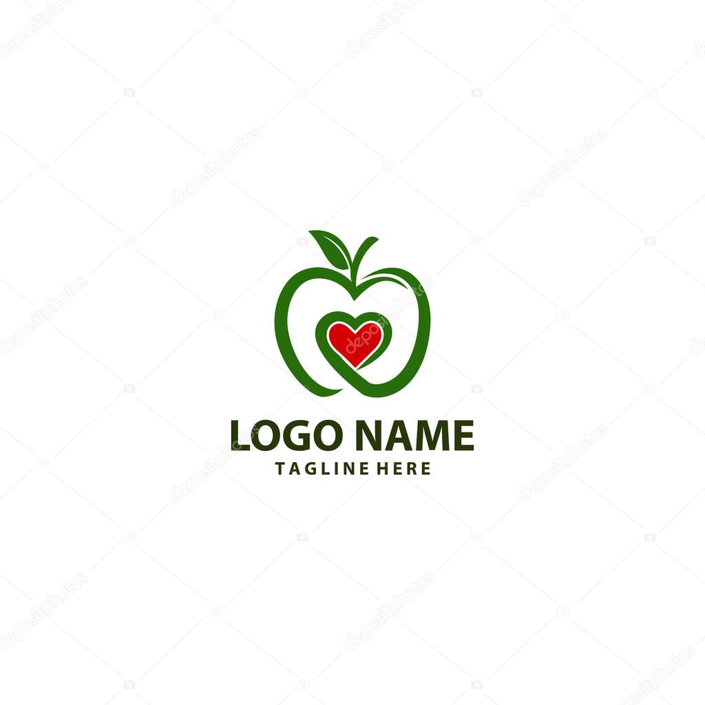 Love apple logo design vector