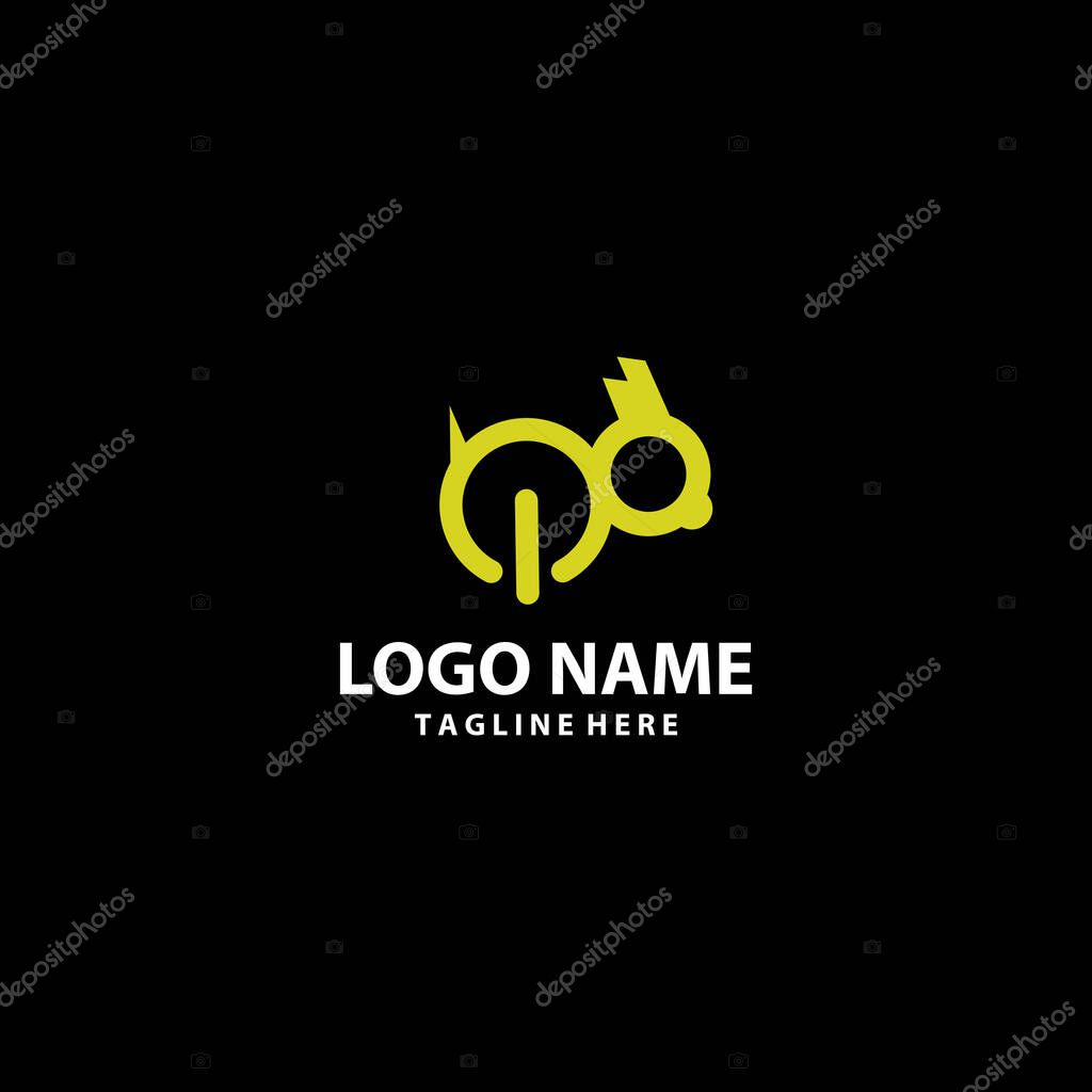 Minimal rabbit button logo design vector
