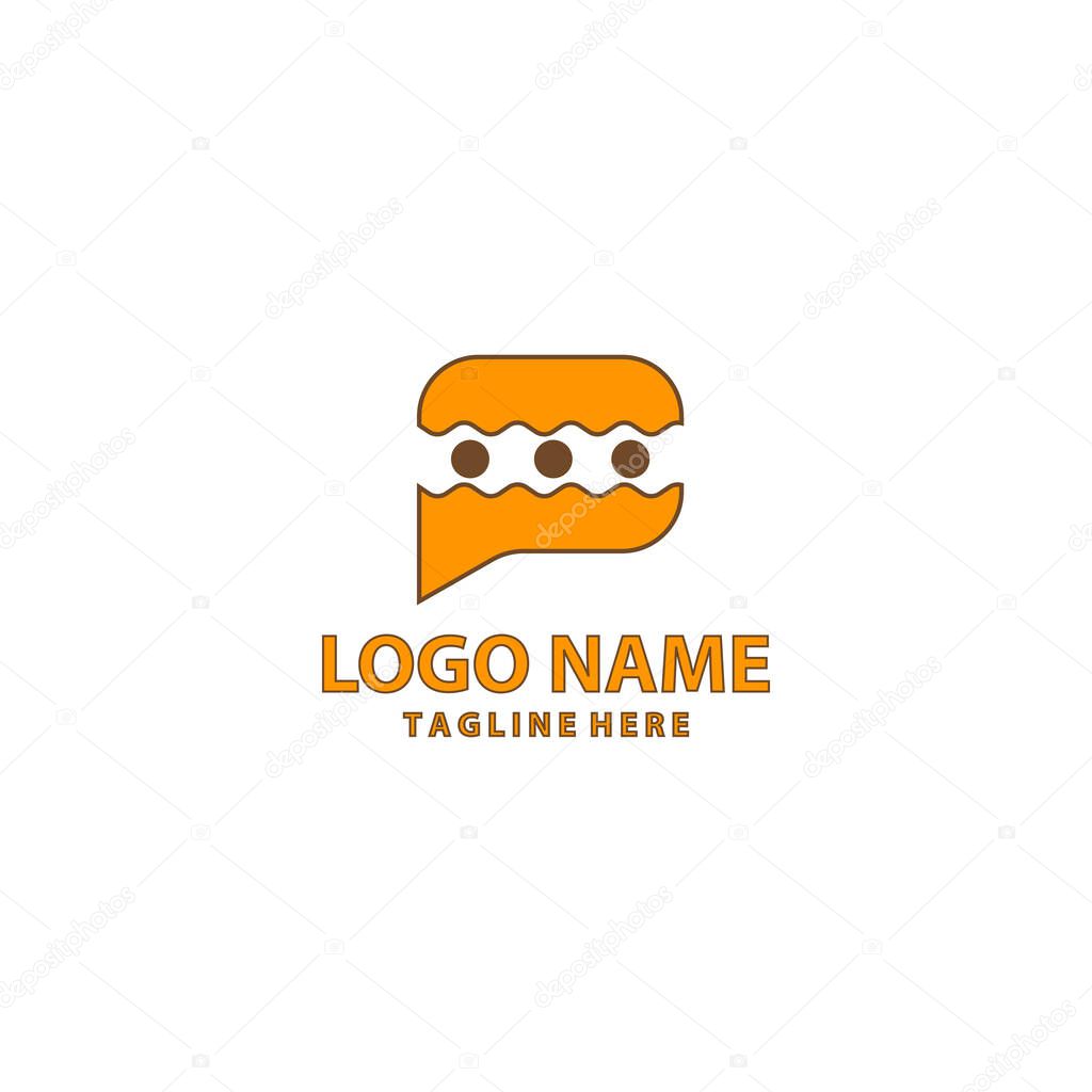 Talk burger logo design vector