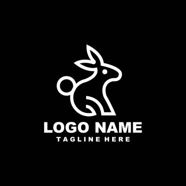 Bunny line logo tasarım vektörü