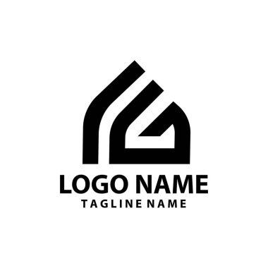 İlk FG ev logo tasarım vektörü