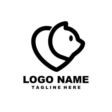 love cat logo tasarım vektörü