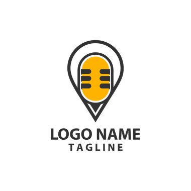 podcast konum logo tasarım vektörü