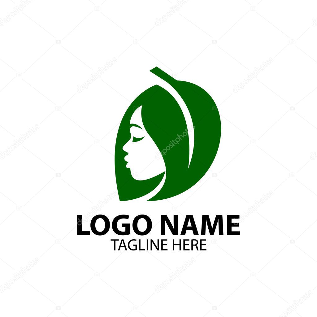 Women leaves logo design vector
