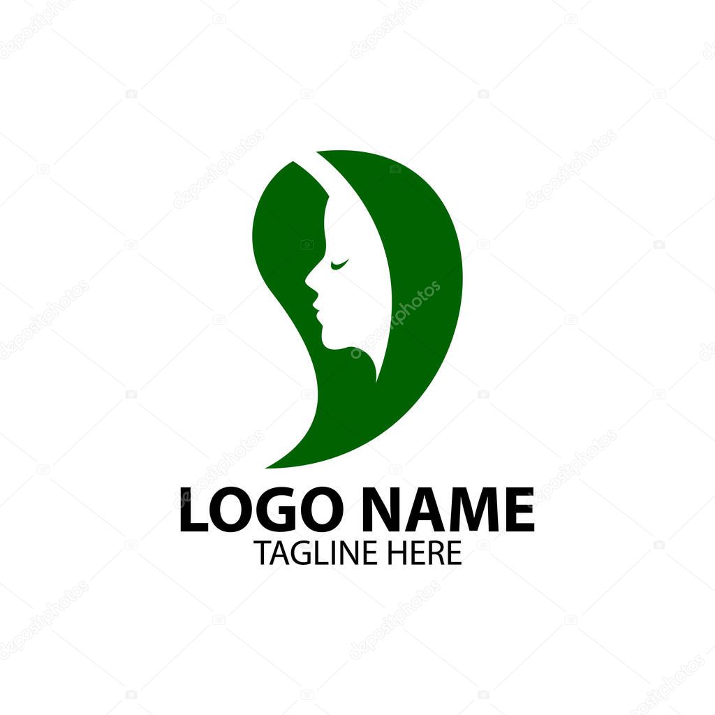 Women leaf logo design vector