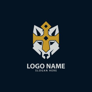 wolf king logo design vector clipart