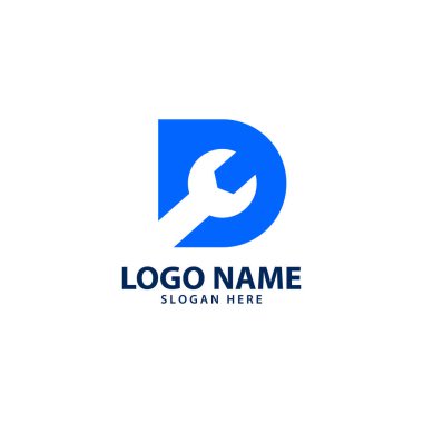 D harfi krank logo tasarım vektörü