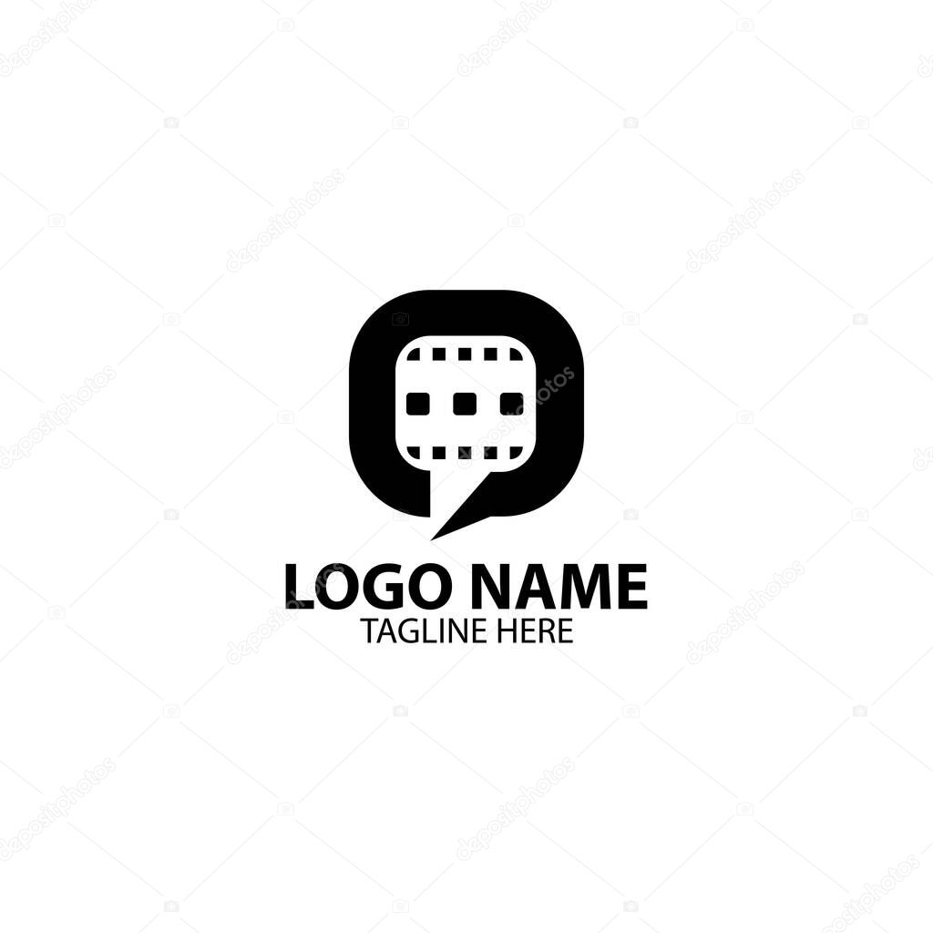 Bubble talk movie logo design vector
