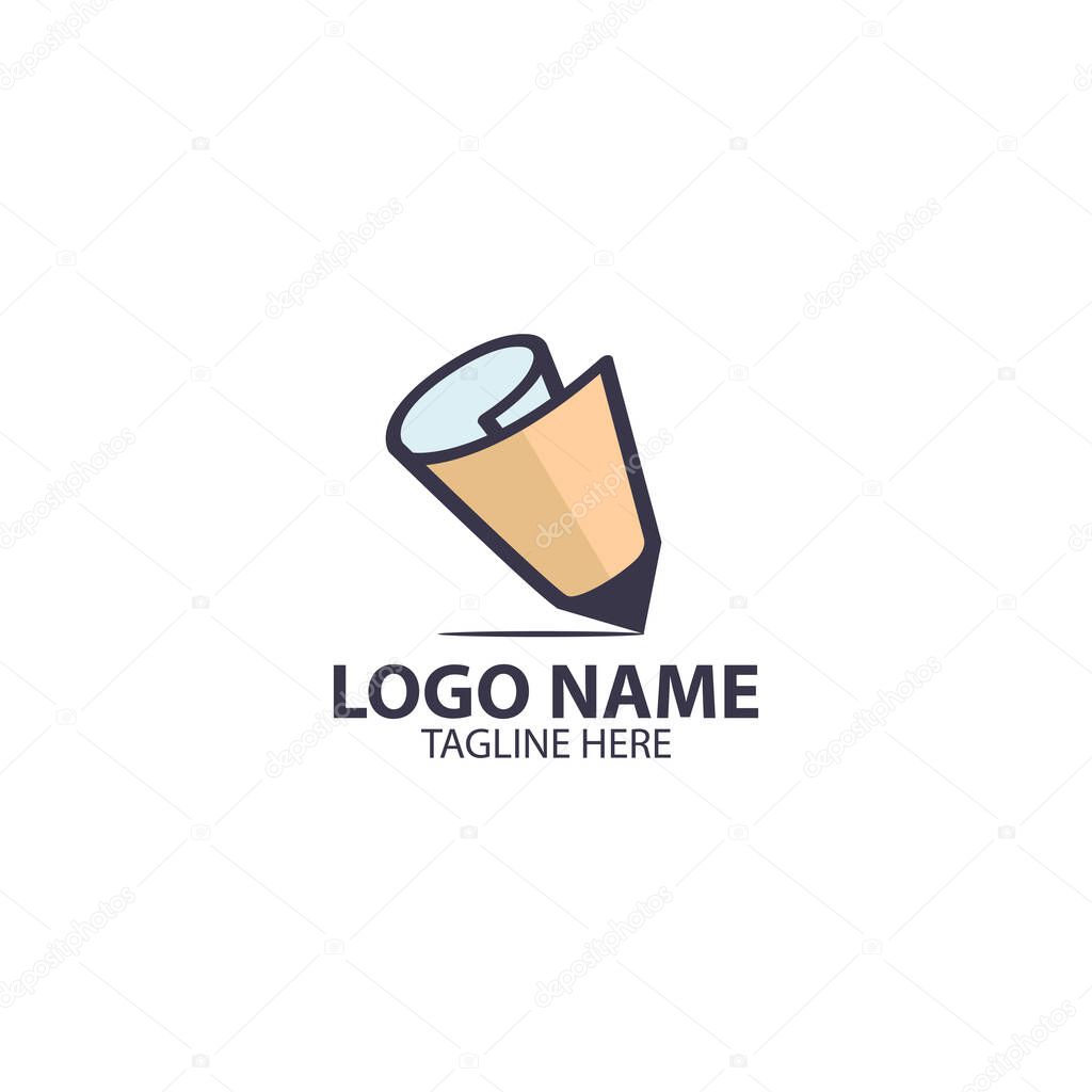 Rolled pencil logo design vector