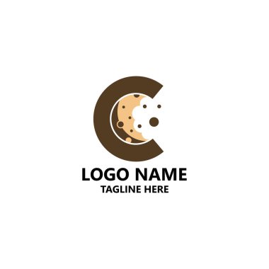 C harfi çerez logo tasarım vektörü