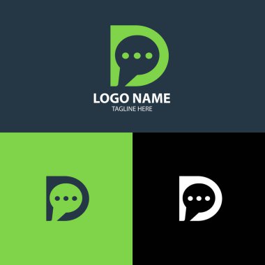 D harfi konuşma logo tasarım vektörü