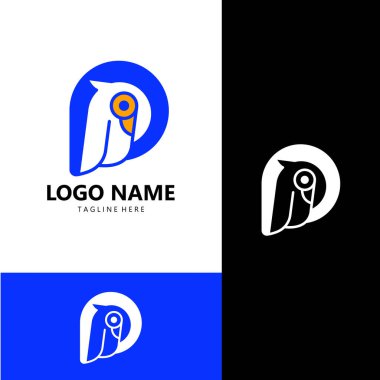 P harfi papağan logo tasarımı vektörü