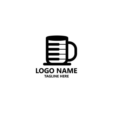 mug piano logo design vector clipart