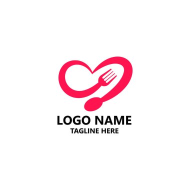 aşk gıda logosu tasarım vektör