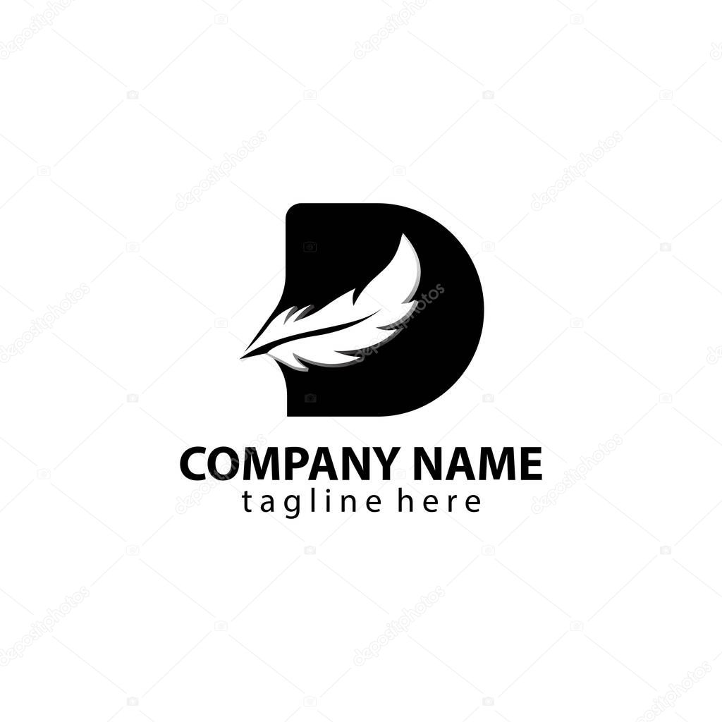 Letter d feather logo design vector