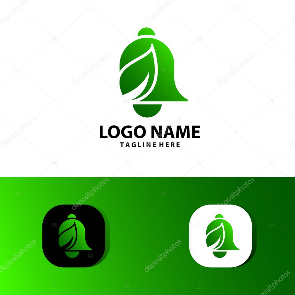 Leaf bell logo design vector