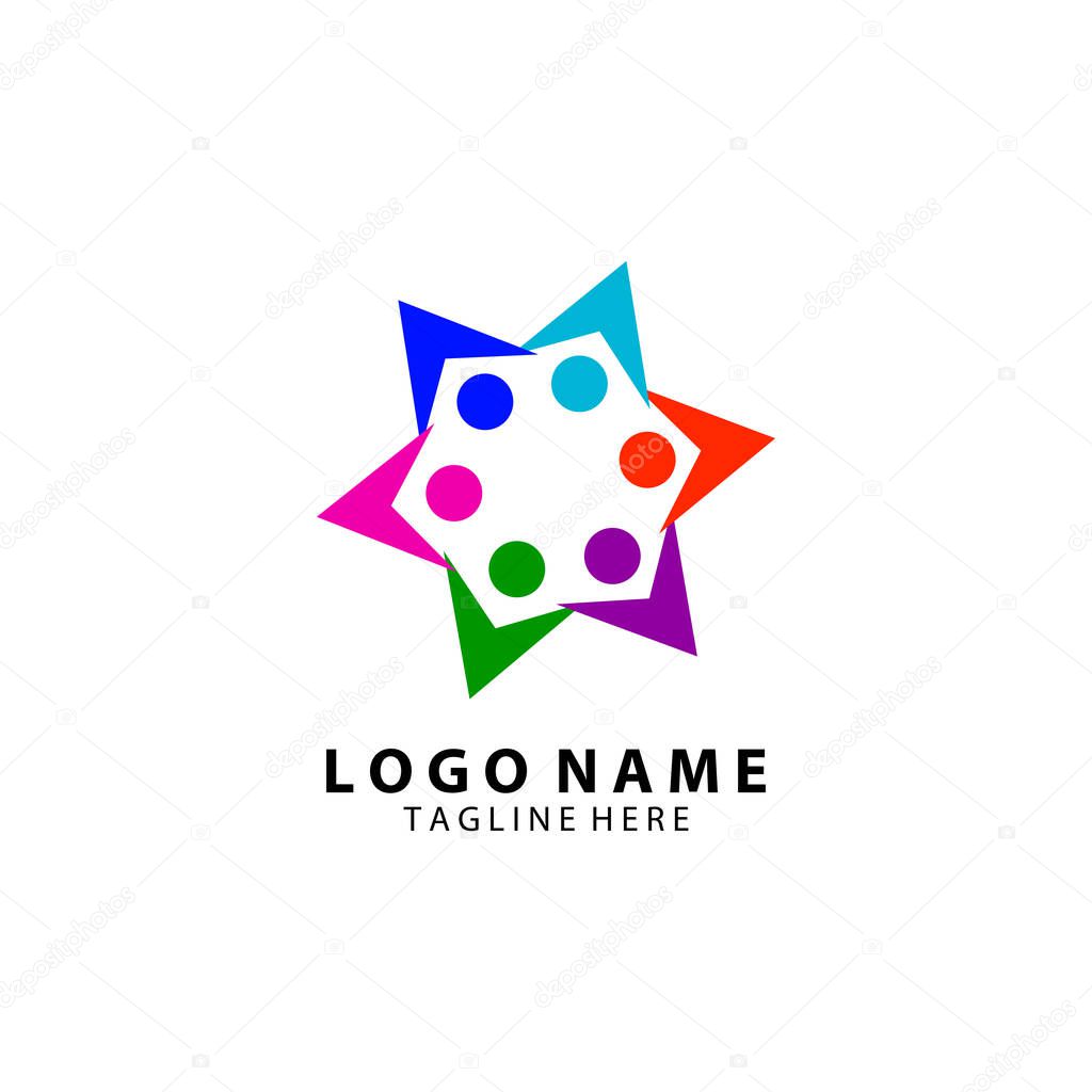 Global community cultural diversity abstract people logo, kids children teenager networking cooperation communication education group icon symbol, unity charity logotype