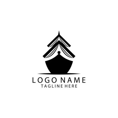 Kitap çalışma logosu tasarım vektör grafik simgesi çizim yaratıcı fikri olan tekne