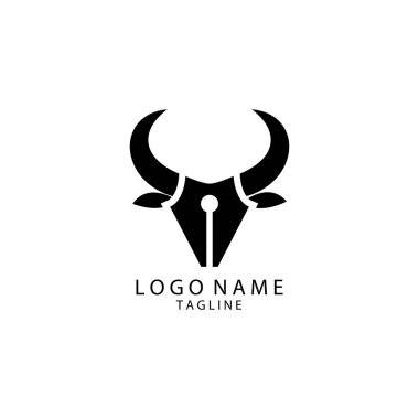 Bull ve Pen vektör logosu. Yaratıcı Vektör İllüstrasyonu.