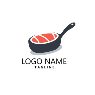 Somon balığı bifteği pişiriyorum. İzometrik vektör illüstrasyonu