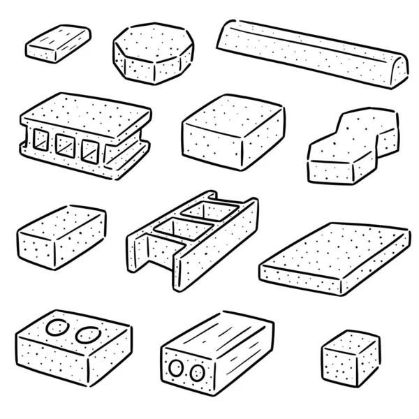 Vektor Set Dari Blok Konstruksi Beton Stok Ilustrasi 