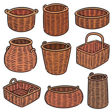 hasır sepet vektör kümesi