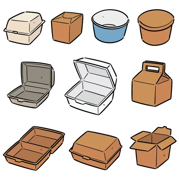 vektör set kağıt gıda kabı