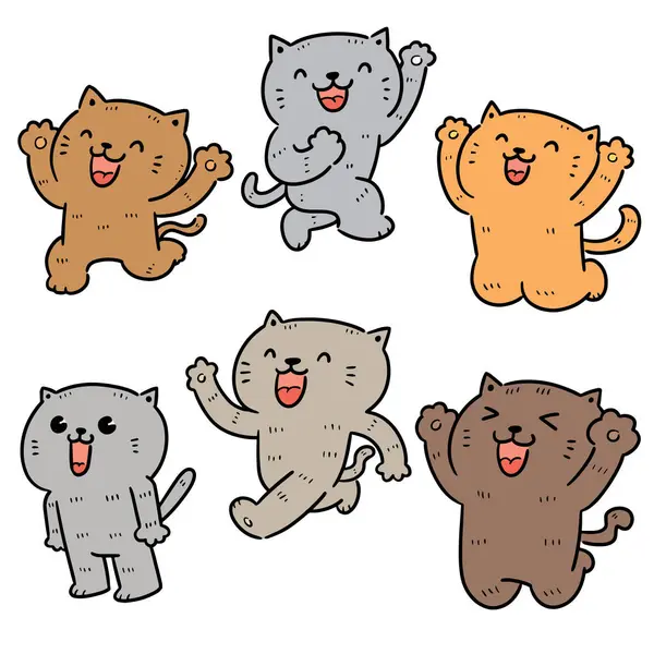 mutlu kedi vektör kümesi