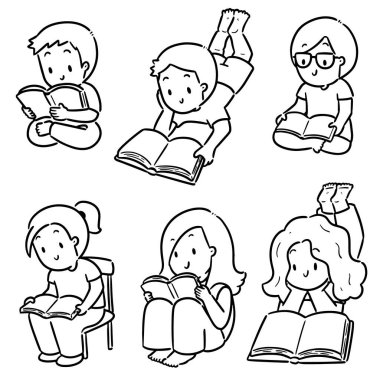 çocuk okuma vektör kümesi