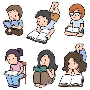 çocuk okuma vektör kümesi