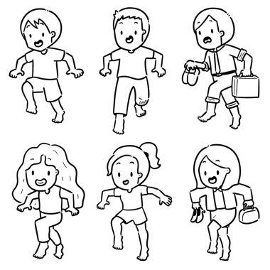 Parmak uçlarında yürüyen insanların vektörü