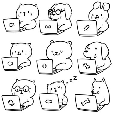 hayvan ofis işçisi vektör seti