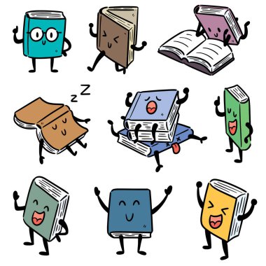 vektör set kitap karikatür