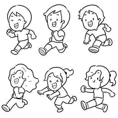 Koşan çocuk vektör kümesi