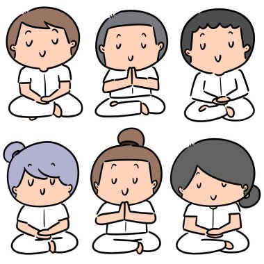 vektör set meditasyon