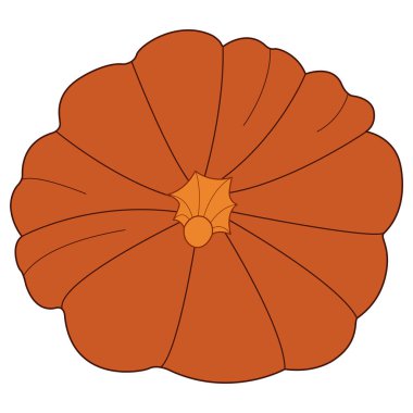 hand-drawn illustration of a pumpkin with a leaf. isolated on white background.