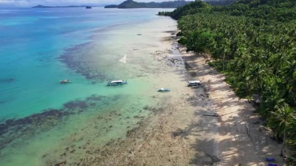 Drone Footage Philippines Beaches Captures Mesmerizing Beauty Tropical Paradise Crystal — Stock Video